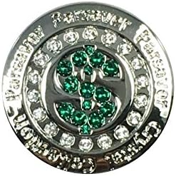 Parsaver Swarovski Crystal Golf Ball Marker - With Hat Belt Clip - Premium Dollar Design - Unmatched Brilliance And Sparkle On The Greens. Golf Gift Idea For Him And Her