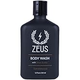 ZEUS Men's Natural Body Wash, Hydrating Shower Gel with Sandalwood Oil, Aloe Vera, Shea Butter & Invigorating Essential Oils for Skin Revitalization (Made in USA) 12 oz.