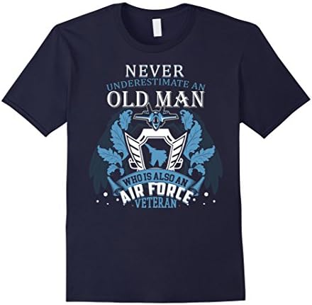Mens Never Underestimate An Old Man. Air Force Veteran T-shirt XL Navy