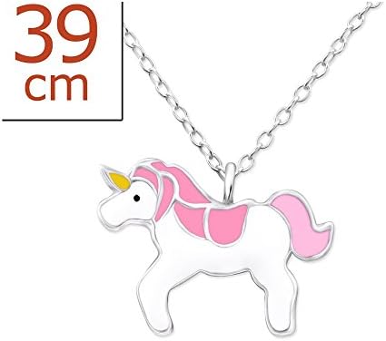 ICYROSE925 Sterling Silver Pink Unicorn Necklace for Girls 24420
