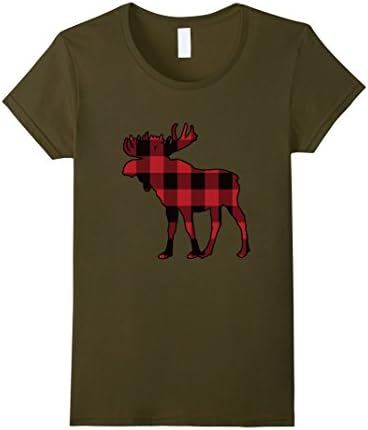 Womens Plaid Moose Shirt Vintage Look Large Olive