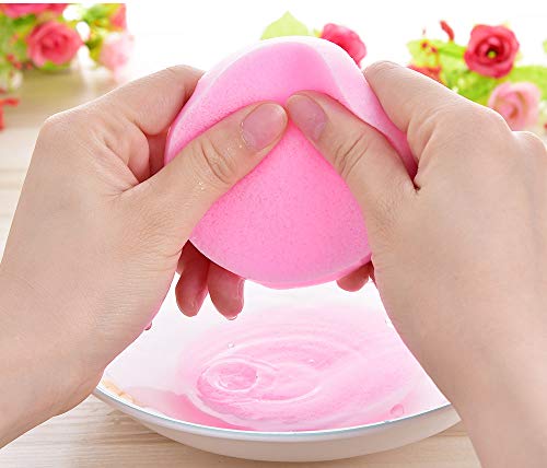 Compressed Facial Sponges,Facial Cleansing Sponge,Beauty Makeup Round Facial Wash Pads Cosmetic Face Exfoliating for Women (60 Pcs, Pink)