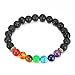 SROMAY 7 Chakra Lava Stone Diffuser Bracelet Crystal Reiki Healing Balancing Natural Gemstone Round Beads