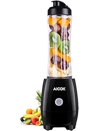 Aicok Personal Blender with Travel Sport Bottle, BPA-Free Tritan Single Serve Blender For Healthy Drinks 20oz Portable Smoothie Maker for Outdoors and Travelling, Black