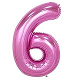 Tellpet Pink Number 6 Balloon, 40 Inch