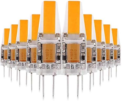 ONLT 10X G4 3W COB LED Light Bulbs, AC/DC12-24V 3000K 300LM LED Bi-pin Lamp,25W Halogen Lamps Replacement, Non-dimmable, 360 Degree Beam Angle, Crystal Spotlight Bulb, (Warm White)