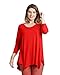 JollieLovin Womens Plus Size 3/4 Sleeve V Neck Flowy T Shirt Casual Swing Tunic Top (Red, 1X)