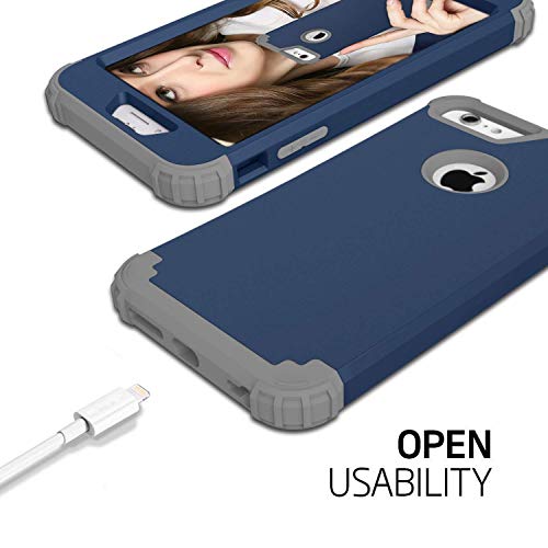 Maxcury iPhone 6 Plus Case iPhone 6s Plus Case, Hybrid Heavy Duty Shockproof Full-Body Protective Case with Three Layer Impact Protection for Apple iPhone 6s Plus 5.5 inch - Navy and Dk Grey - Thumbnail 4