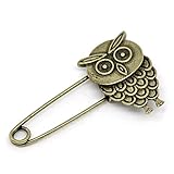 Housweety 10 Bronze Tone Owl Safety Pins Brooches 5.3x3.2cm