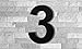 QT Modern House Number - LARGE 8 Inch BLACK - Stainless Steel (Number 3 Three), Floating Appearance, Easy to install and made of solid 304