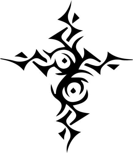 Tribal Art Cross Vinyl Decal Sticker Bumper Car Truck Window- 6" Tall Gloss WHITE Color
