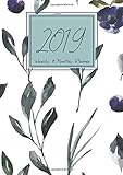 2019 Weekly & Monthly Planner: Calendar Agenda Organizer with a 3,6,12 month goal planner with motivational quotes with purple floral cover. by
