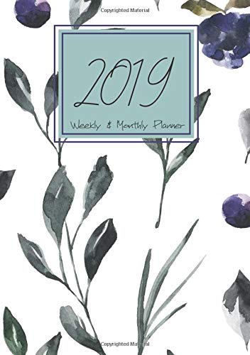2019 Weekly & Monthly Planner: Calendar Agenda Organizer with a 3,6,12 month goal planner with motivational quotes with purple floral cover. by Happiness Your Own Way