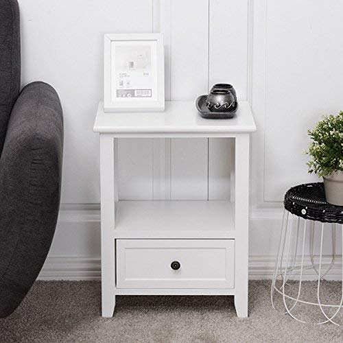 image for Giantex Nightstand Set of 2 End Tables W/Storage Shelf and Wooden Draw