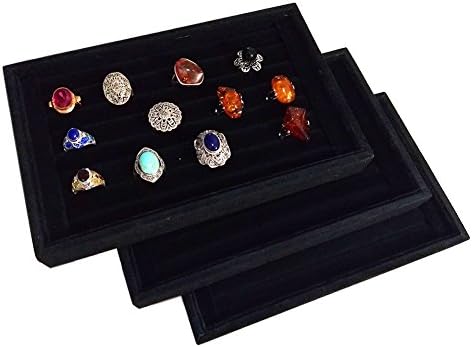 Premium Long-Pile-Velvet Jewelry and Cufflink Accessories Display Box - Black