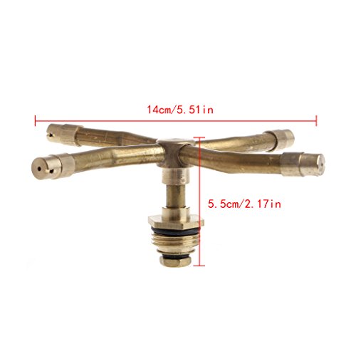 Onpiece Garden 1/2" Sprinkler Head Rotary Sprayer Brass Watering Irrigation Fountain (4 Arm)