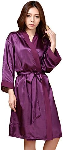 Kissababy Women's Kimono Robe Short Bathrobes Bridesmaids Satin Sleepwear Nightgown