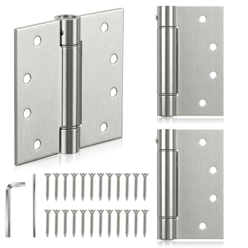 ANIRUDH Self Closing Door Hinges - 3 Pack Hydraulic Soft Close Silent Buffer, 4" x 4" Heavy Duty Adjustable Tension for Garage, Exterior & Interior Doors (4 Inch) by ANIRUDH - Used condition - CA$16.56
