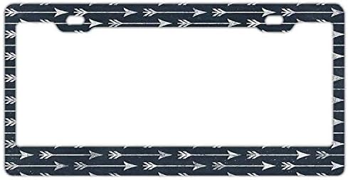 YEX Waterproof Chalkboard Black and White Tribal Arrow Pattern License Plate Frame Car Tag Frame Auto License Plate Holder 12" x 6"
