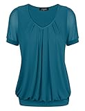 Tee Shirts Women,Laksmi Women's Front Pleated Luxury Tunic Shirts,XX-Large RoyalBlue