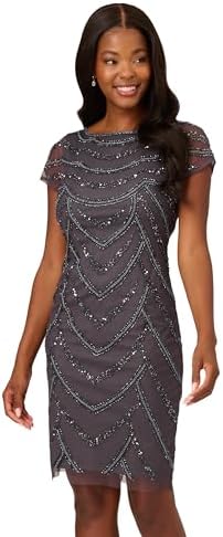 adrianna papell black beaded short dress Amazon.com: Adrianna Papell Women's Beaded Floral Short Dress, Gunmetal, 4 : Clothing, Shoes & Jewelry