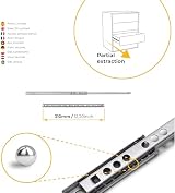 Emuca Set of 5 Pairs 10pcs Partial Extension Ball Bearing Runners 17mm x 310mm view 3