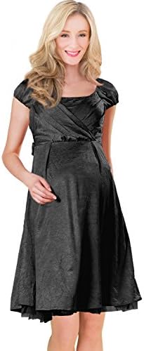 Sweet Mommy Maternity and Nursing Satin Formal Dress Black, L
