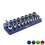 Olsa Tools Magnetic Socket Holder | 1/2-inch Drive | Metric | Blue | Holds 19 Sockets | Premium Quality Tools Organizer