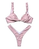 RUUHEE Brazilian Top V Style Bottom Leopard Bikini Bathing Suits for Women Fashion (M(US Size 4-6),Pink)