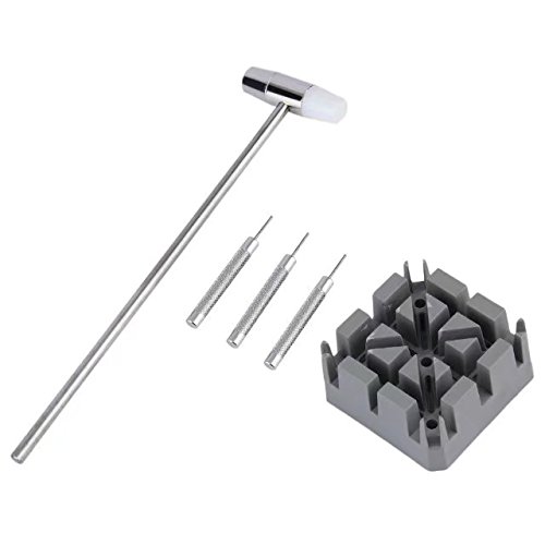 JahyShow Watch Repair Band Link Pin Remover Tool Set Kit - Hammer Punch Pins Watch Strap Holder