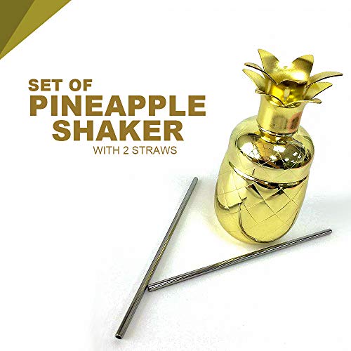 MLMG Cocktail Shaker Cocktail Set Ananas Pineapple Metal Strohhalm Straw Barzubehör Bar Party Mixing Deko Geschenk… – Bild 4