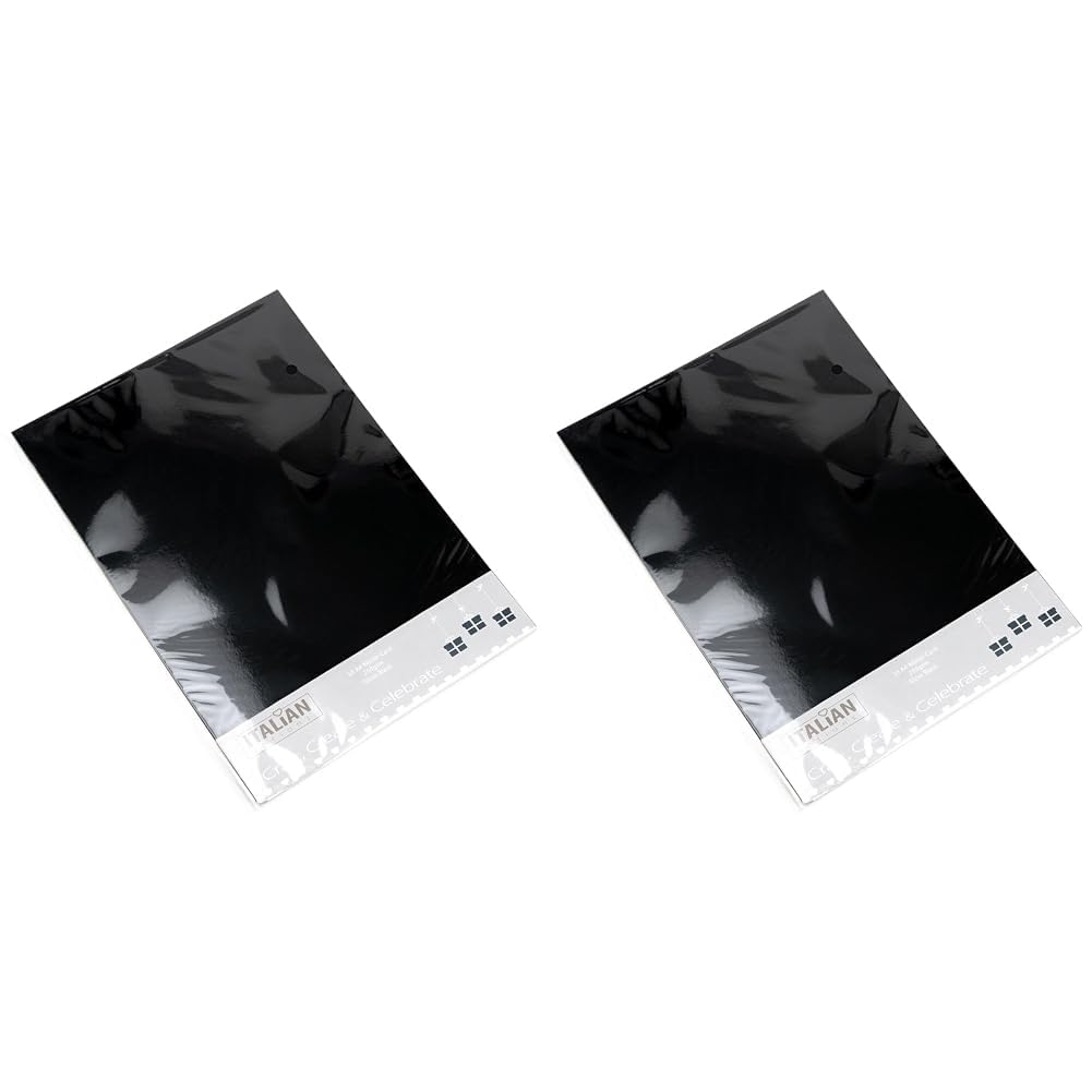 Italian Options 250GSM Mirror Card Craft Paper 10 Sheets, A4 Size, Gloss Black (Pack of 2)