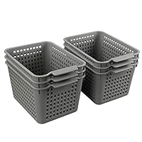 Ggbin Plastic Storage Organizer Basket, Grey, 6-Pack