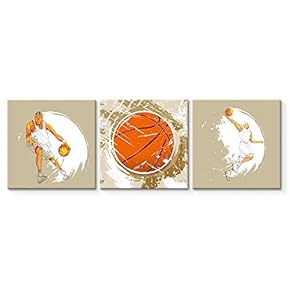 3 Panel Canvas Wall Art Play Basketball Pictures Home Wall Decorations for Bedroom Living Room Paintings Canvas Prints Framed - 12"x12"x3 Panels