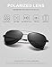 LUENX Men Women Aviator Sunglasses Polarized Shades Flexible Spring Hinge with Accessories - Black Lens 60MM