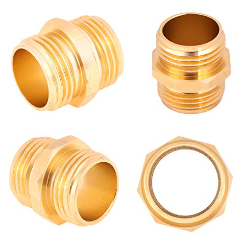 Xgood 4 Packs Double Male Connector Adapter 3/4 Inch Garden Hose Quick Connector to Hose Fitting Connect with Extra 8 Pieces Washer for Home Garden Supplies