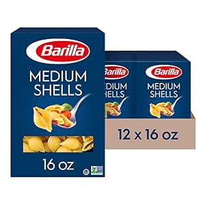 Amazon.com : Barilla Medium Shells Pasta, 16 oz. Box (Pack of 12) - Non ...