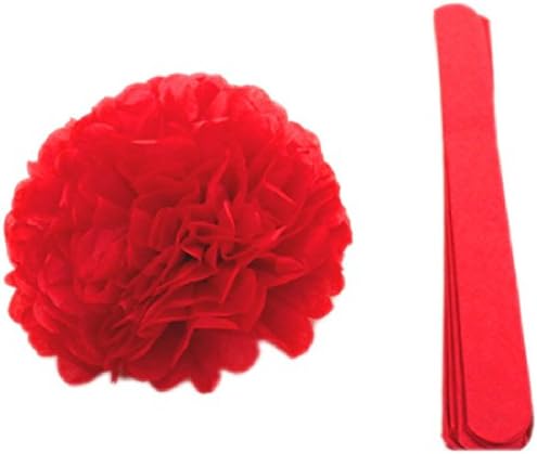 25Cm(10")Props Supplies Tissue Paper Poms Pull Flowers Balls Decorative Wedding Party Red