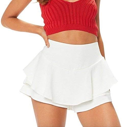 Miss SexiesWomens Waisted Skorts Ladies Skirt Frill Shorts High Ruffled Mini Skort Layered Short Party Dress Style Ruffle Celeb