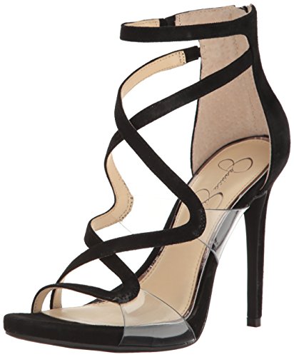 Jessica Simpson Women's Roelyn Heeled Sandal, Black Suede, 8 Medium US