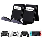 Controller Stand Wall Holder Mount for Xbox One PS4 Switch Pro - Pack of 2 OAPRIRE Acrylic Video Game Controller Accessories with Cable Clips - Black