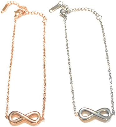 Bracelets | 2 Stainless Steel Infinity Bracelets - Silver &amp; Rose Gold, by Americana Gal | BFF Bracelet