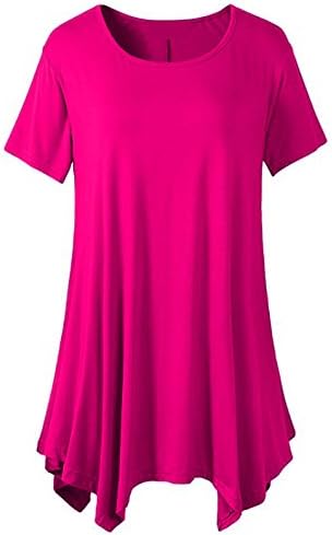 Womens Tunic Top for Leggings for Women Plus size Loose Fit Comfy Flattering T Shirt (L, Rose Red)