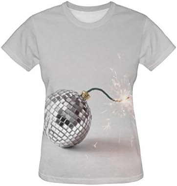 BiyStyle Casual Graphic Round Neck T-Shirt For Women, Fantasy Disco Ball Fuse Bomb 3D Printed T-Shirt, Custom Tops Tees Womens Short Sleeve