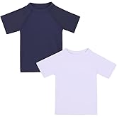 Boys Rash Guard Short Sleeve Toddler Kids Swim Shirt, Youth UPF 50+ Surfing/Sun Suit