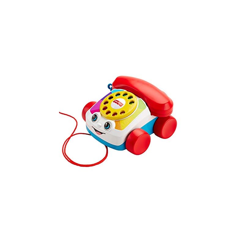 Fisher-Price Toddler Pull Toy Chatter Telephone Pretend Phone With Rotary Dial And Wheels For Walking Play Ages 1+ Years