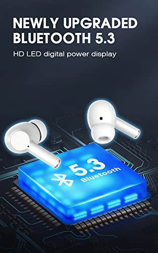 Wireless Earbud Bluetooth 5.3 Headphones with Charging Case, IPX7 Waterproof, 4 Mics in-Ear Earbuds, Long Playtime, High-Fidelity Stereo Earphones, ENC Noise Cancelling Headset for Sports and Work