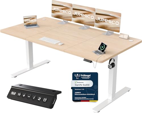 JUMMICO Höhenverstellbarer Schreibtisch 180 x 80 cm, USB-A-Anschluss
