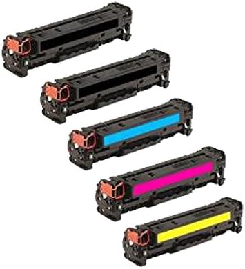 Office Mountain 5-Pack Compatible Black Cyan Yellow Magenta Toner Cartridge HP CE320A CE321A CE322A CE323A 1Set + 1BK for HP Coler Pro CM1415fn CM1415fnw | Rated for BK 2000 CMY 1300 pages