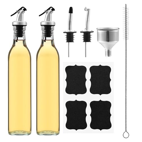 HAOYULUO Set of 2 Oil Bottles, 500 ml Olive Oil Spout, Oil Dispenser with Funnel, Suitable for Kitchen, BBQ and Other Outdoor Picnic Activities